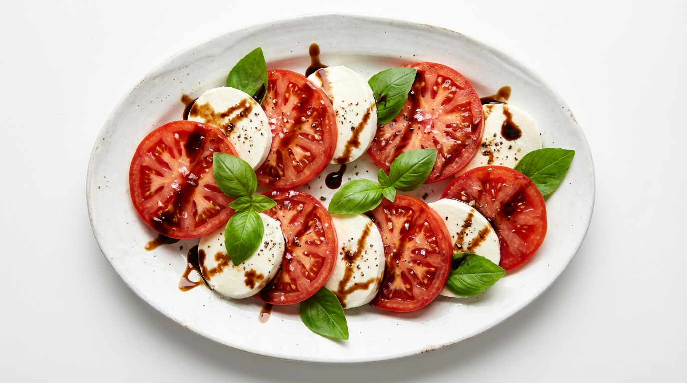 Classic Caprese salad with tomatoes, mozzarella, and basil